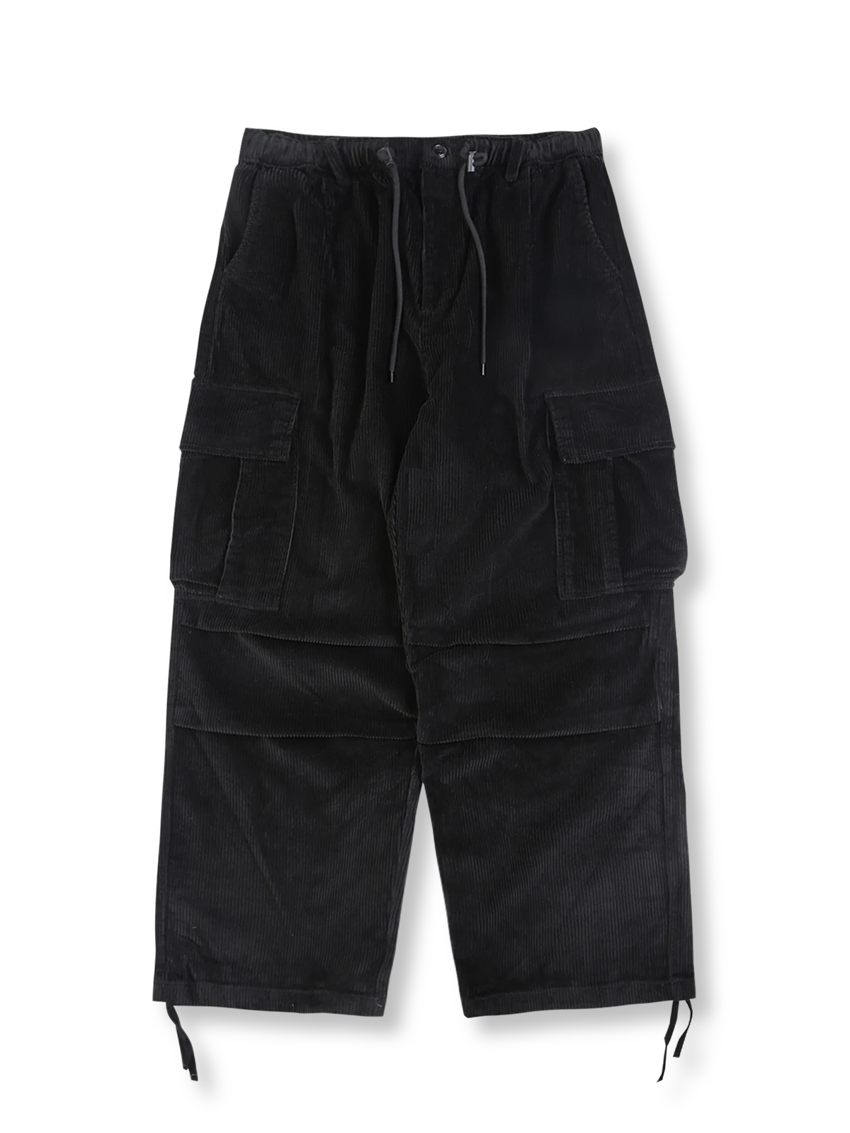 製品画像:
ビッグポケットコーデュロイカーゴパンツ、厚手コーデュロイ素材使用、ビッグポケットデザインで収納力を向上、秋冬に最適な暖かさと実用性を兼ね備えたアイテム

詳細画像:
コーデュロイ生地とビッグポケットディテール、裾のドローコードとウエストの調節可能なドローコード、ゆったりとしたシルエットでリラックスした着心地