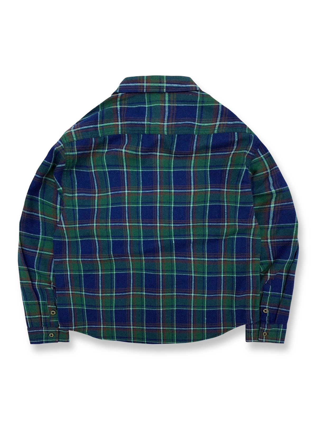 製品画像: 100%コットンツイル起毛素材のヴィンテージ風イギリス風チェック柄シャツ。秋冬に最適な柔らかな肌触りと優れた保温性。

詳細画像: ゆったりとしたシルエットのチェック柄シャツ。デニムやカジュアルパンツとの相性が良く、重ね着にも最適。