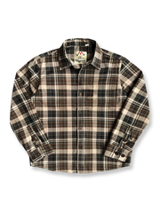 製品画像: ウォッシュド加工のチェック柄長袖シャツ。柔らかく快適な100%コットン素材で、クラシックなヴィンテージ感を演出。

詳細画像: シンプルな胸ポケットデザインとスリムフィットカットが、カジュアルでワークウェア風のアクセントを加えたチェックシャツ。