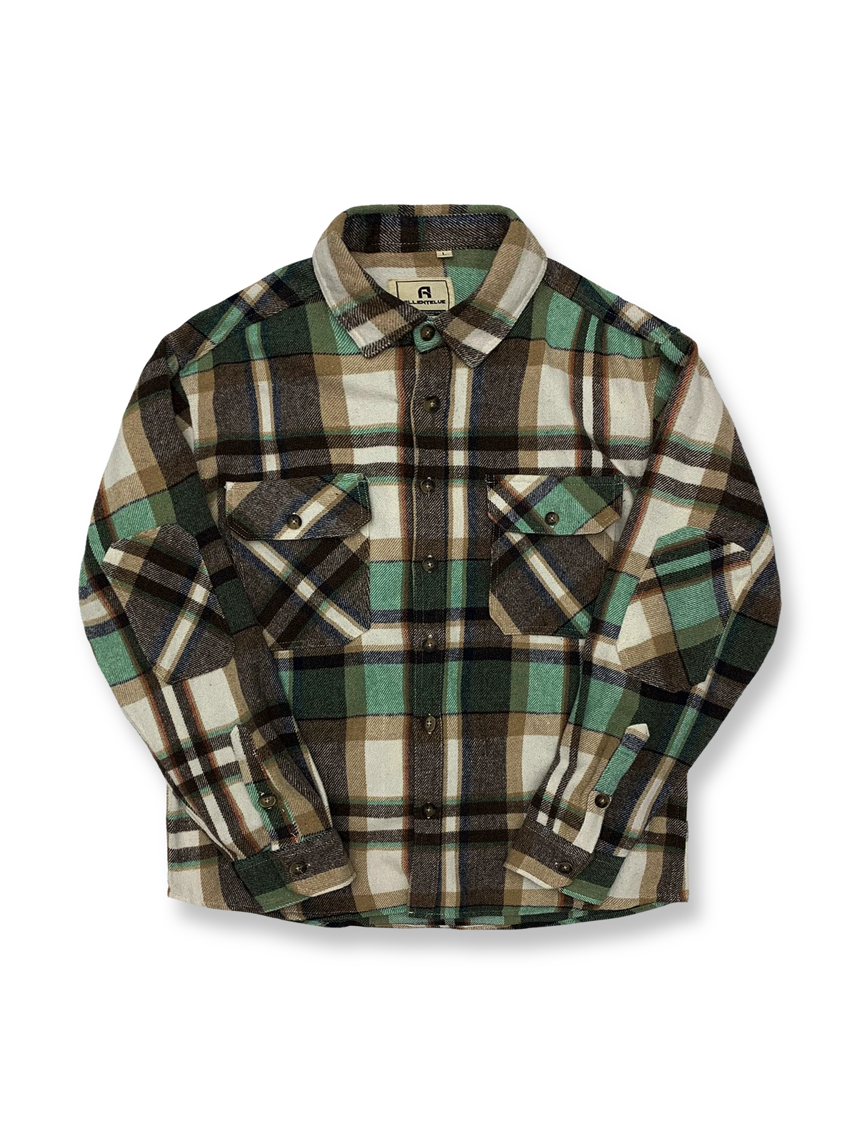 製品画像
「チェック柄フランネルシャツジャケット、起毛加工を施した厚手コットン素材で、秋冬シーズンに最適なヴィンテージ感のあるデザイン」

詳細画像
「柔らかな質感の厚手コットン、ダブルポケットと肘部分のパッチデザインが特徴。水洗いとソフト加工で快適な着心地と優れた保温性」
