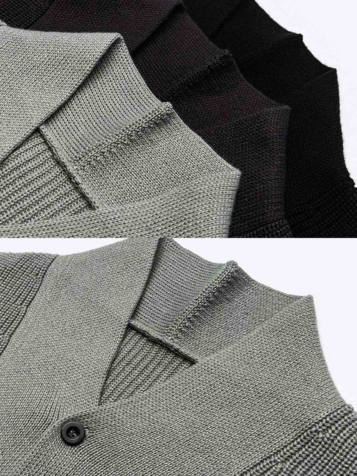 製品画像: アシンメトリーデザイン ニットセーターの全体展示画像。ユニークなアシンメトリーデザインが目を引く一着で、ルーズフィットシルエットがリラックスした雰囲気を演出。秋冬のコーディネートに最適。
詳細画像: アシンメトリーデザイン部分とリブ仕様の袖口ディテールをクローズアップした画像。柔らかな混紡素材の質感と防風性を強調。