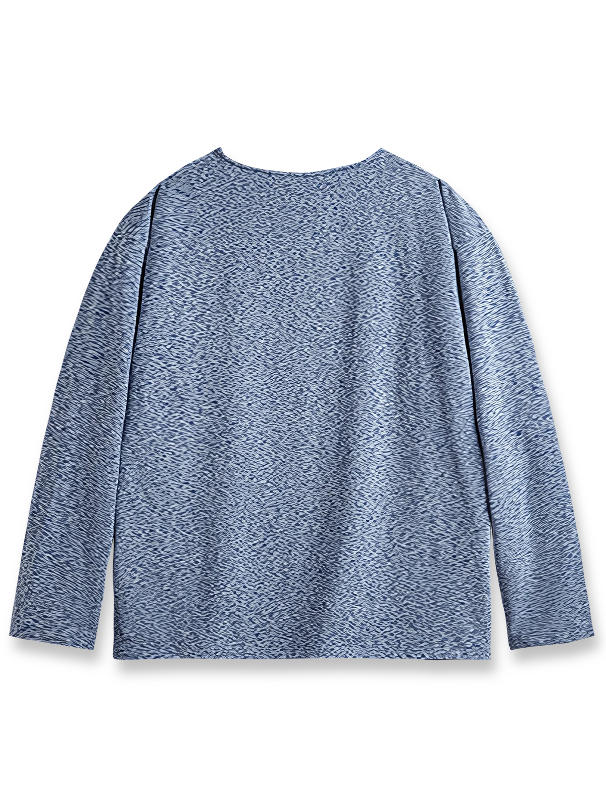 製品画像: 両面フリース起毛 クルーネック 長袖Tシャツの全体展示画像。柔らかく暖かい両面起毛素材とカチオン二色糸のデザインが特徴で、秋冬シーズンに最適なアイテム。
詳細画像: カチオン糸による独特な風合いとヴィンテージ感漂うブラウンのレザーパッチのディテールをクローズアップした画像。見た目の個性と高級感を強調。