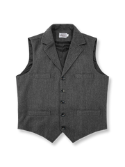 製品画像: ウールツイード スーツベストの全体展示画像。重厚なウール混紡ツイード素材とクラシックなブリティッシュスタイルが際立つデザイン。ビジネスからカジュアルまで幅広く活躍する一着。
詳細画像: ウール混紡ツイード素材の風合いと精密なジャケットカットをクローズアップしたディテール画像。高級感と保温性が感じられる仕上がりを強調。