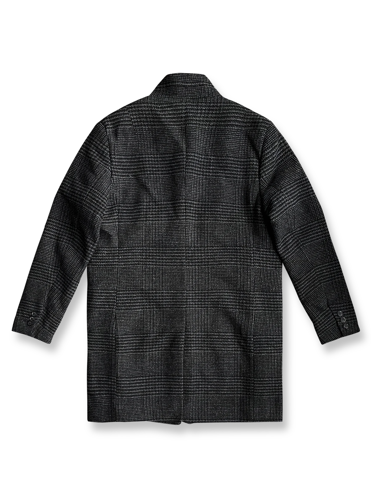 製品画像
ウール混紡のスタンドカラー ミドル丈 チェック柄コートの全体展示図。クラシックなチェック柄デザインとミドル丈シルエットが特徴。

詳細画像
スタンドカラーの防風デザインとクラシックなチェック柄生地のディテールクローズアップ。レトロで洗練された印象を強調。