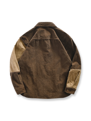 製品画像
「コーデュロイ パッチワーク シャツの全体像。厚手のコーデュロイ素材と独特なカラーブロックデザインが特徴で、秋冬のレトロスタイルに最適」

詳細画像
「コーデュロイ パッチワーク シャツのアシンメトリーポケットとストライプ模様の質感ディテール。高級感と個性を際立たせたデザイン」