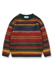 製品画像
「レトロなパッチワークデザインとストライプが特徴のアルファベット刺繍入りクルーネックセーター全体写真。ウール混紡素材で柔らかく保温性に優れた秋冬の定番アイテム。」

詳細画像
「丁寧なアルファベット刺繍とパッチワークストライプのディテールを強調したセーターの詳細写真。ウール混紡素材の柔らかい質感とデザイン性が際立つアイテム。」