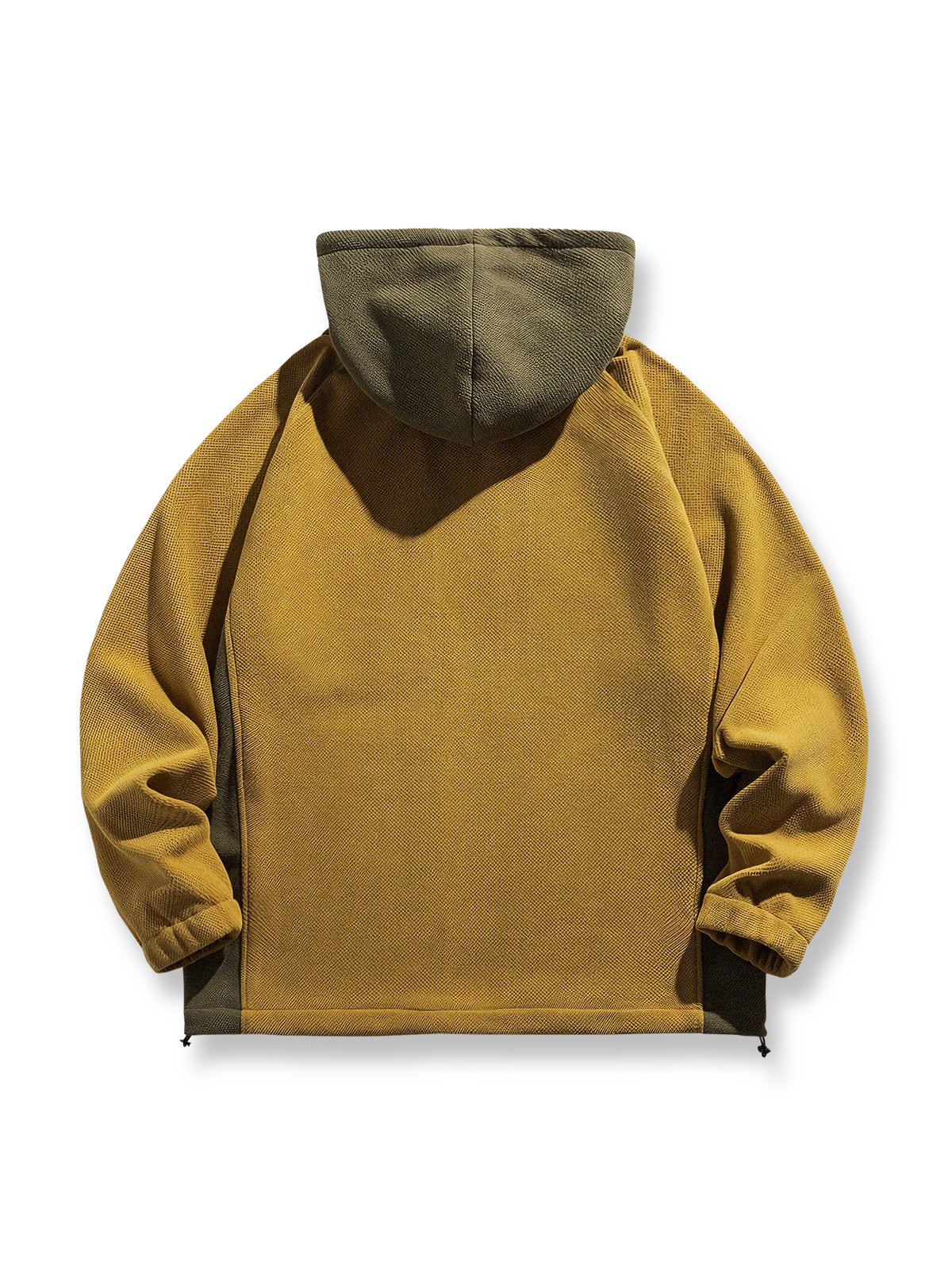 製品画像
「アメリカンヴィンテージ風デザインのバイカラーパッチポケットハーフジップ裏起毛パーカー全体写真。保温性と快適性を兼ね備え、秋冬のアウトドアやカジュアルスタイルに最適なアイテム。」

詳細画像
「パッチポケットと斜めハーフジップのディテール写真。裏起毛仕様による保温性と、袖口のゴム仕様や裾のドローコードデザインが特徴のパーカー。」
