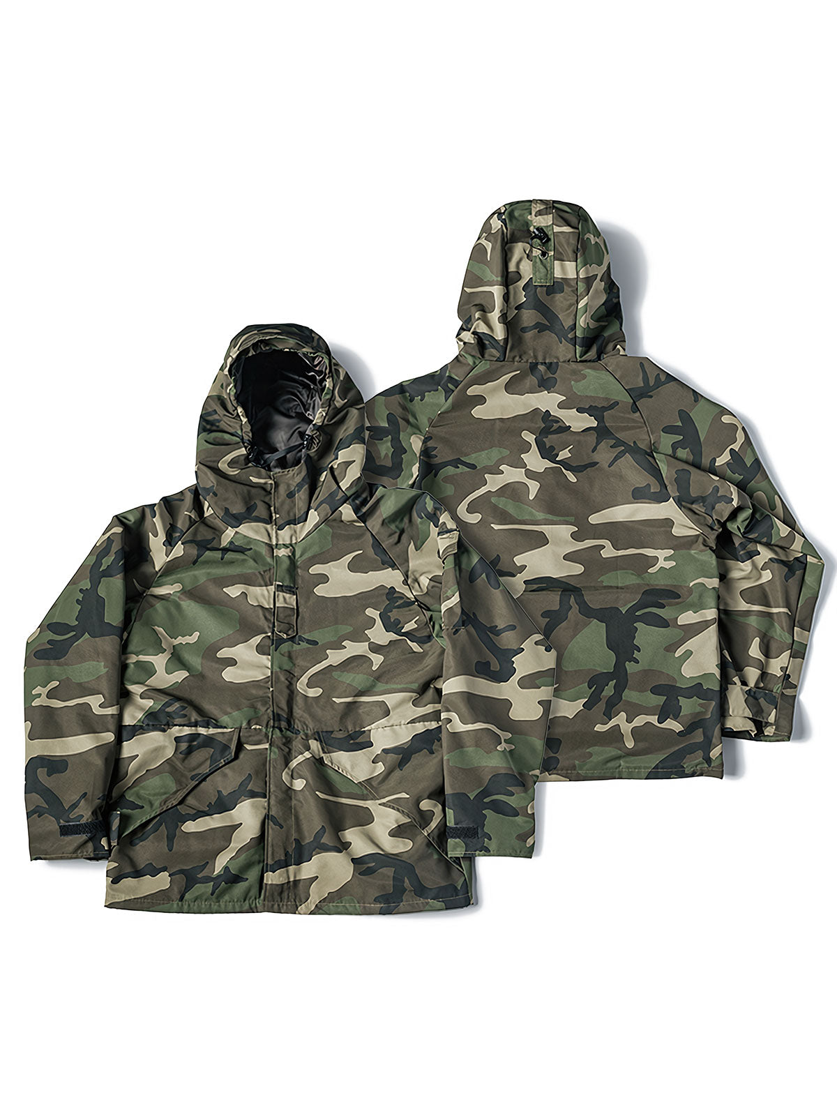 製品画像
多層構造型防寒服、迷彩柄防水ジャケット、ウッドランド迷彩柄、撥水加工、厚手ポリエステル素材、耐久性、アウトドアジャケット、寒冷地対応、風雨対応、耐久性の高い素材。

詳細画像
10号IDEALナイロンジッパー、大型ジッパー、カスタムナイロン製スナップボタン、防風性、耐久性、アウトドアジャケットのディテール、実用的なデザイン。
