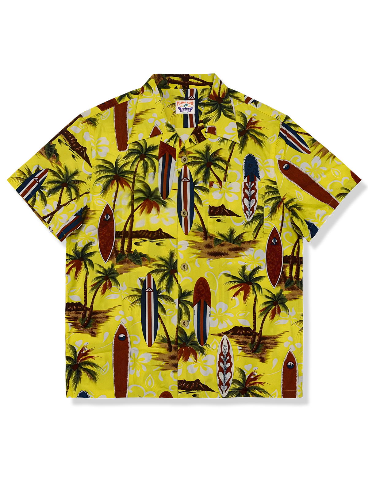 サーフボード・ココナッツアイランド柄 アロハシャツ