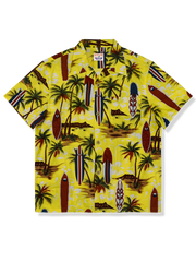 サーフボード・ココナッツアイランド柄 アロハシャツ