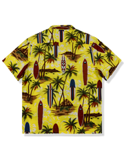 サーフボード・ココナッツアイランド柄 アロハシャツ