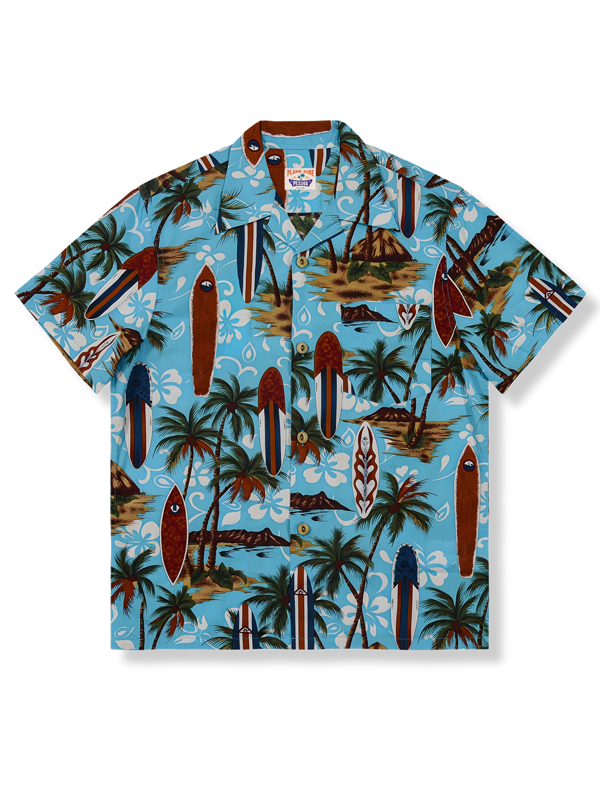 サーフボード・ココナッツアイランド柄 アロハシャツ