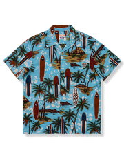 サーフボード・ココナッツアイランド柄 アロハシャツ