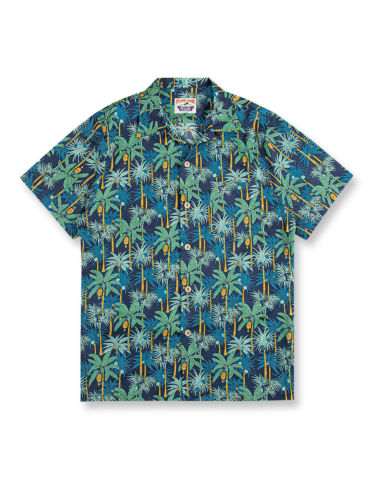 ヤシの木柄　半袖シャツ