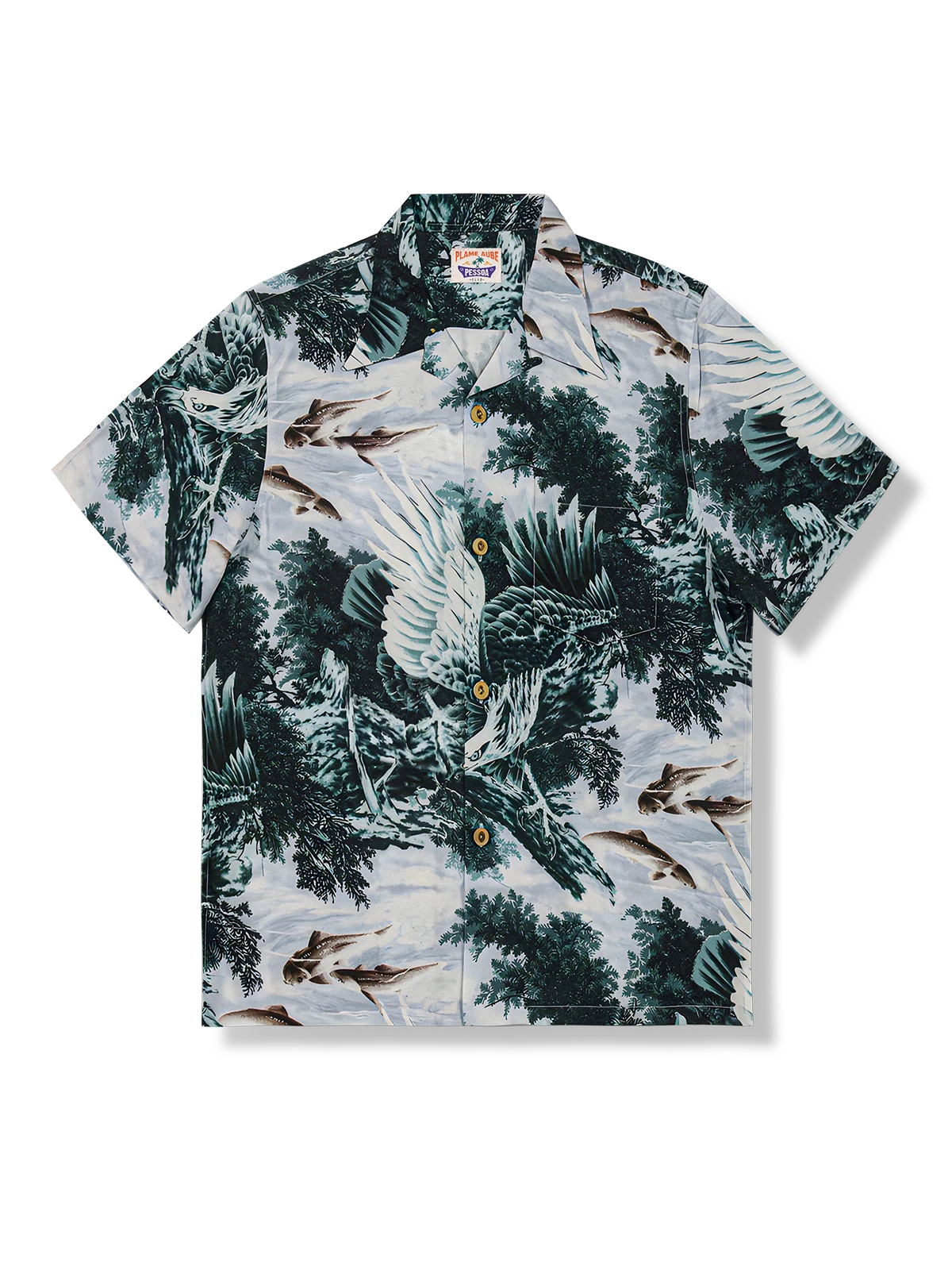 鷲・松・鯉 アロハシャツ