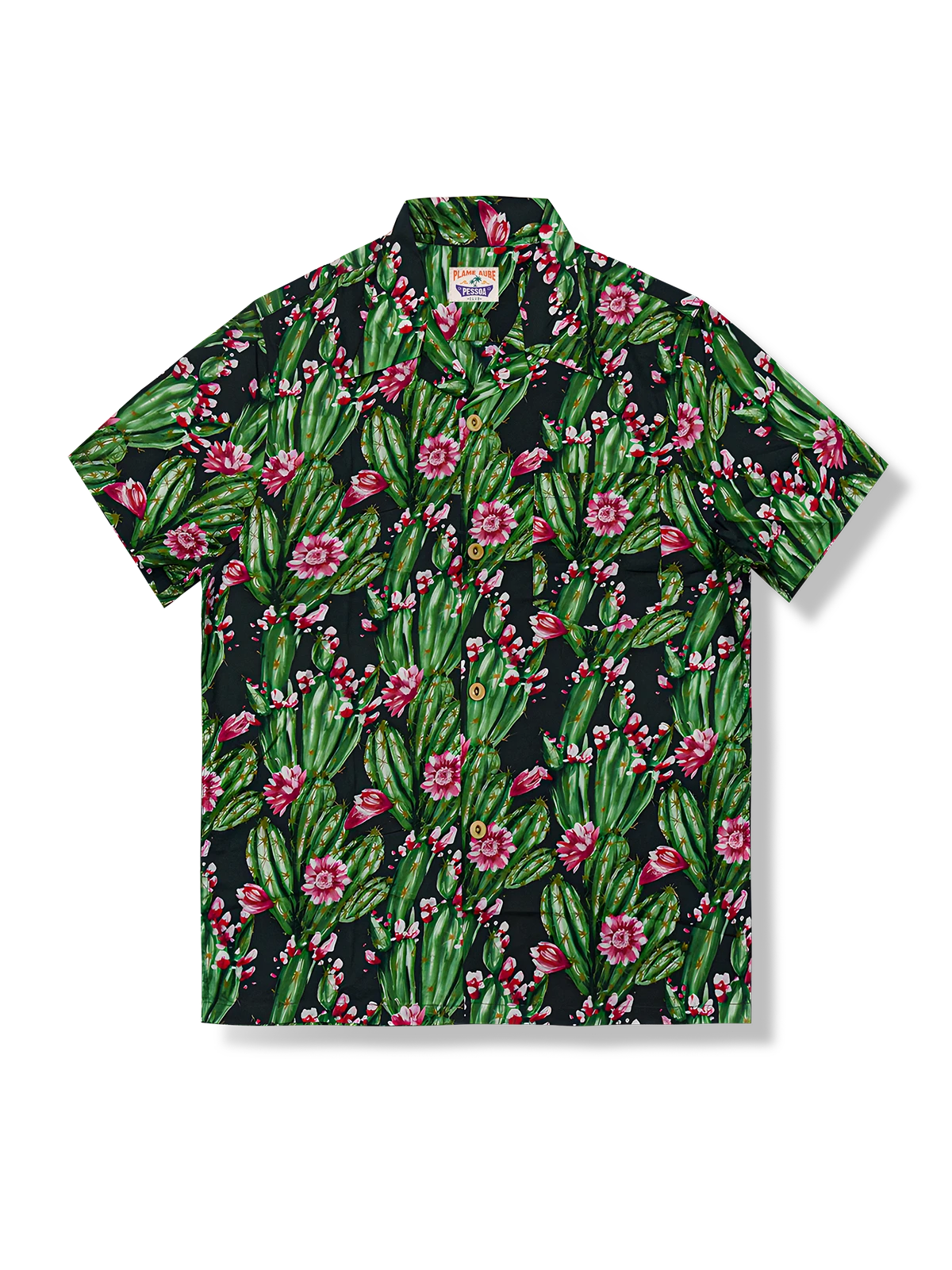 「紅花団扇」柄 アロハシャツ