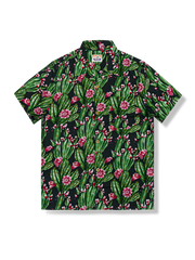 「紅花団扇」柄 アロハシャツ