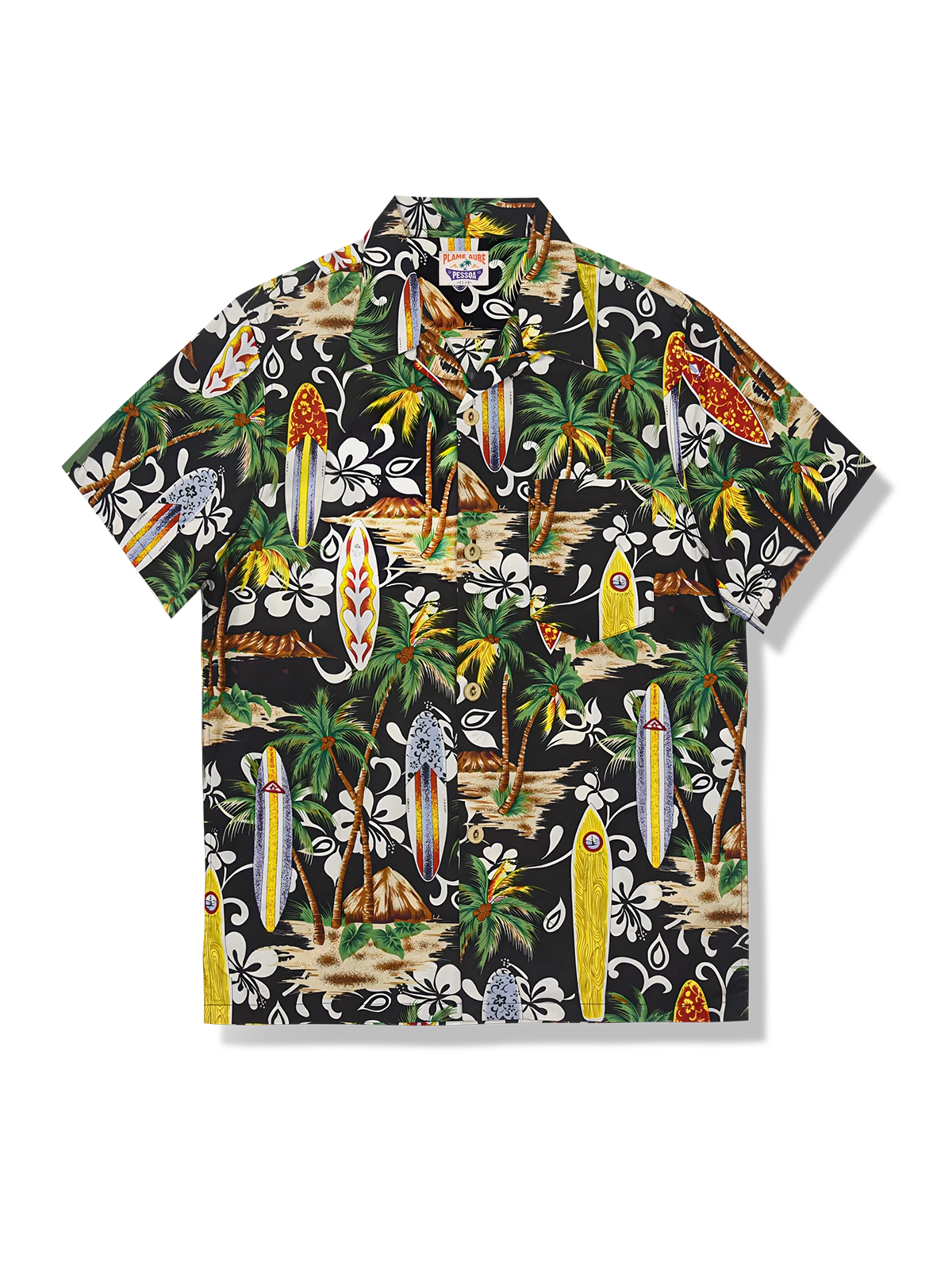 サーフボード・ココナッツアイランド柄 アロハシャツ