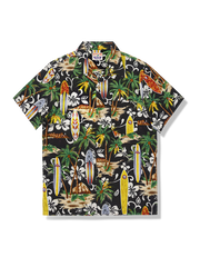 サーフボード・ココナッツアイランド柄 アロハシャツ