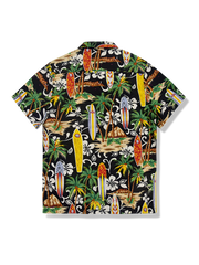 サーフボード・ココナッツアイランド柄 アロハシャツ