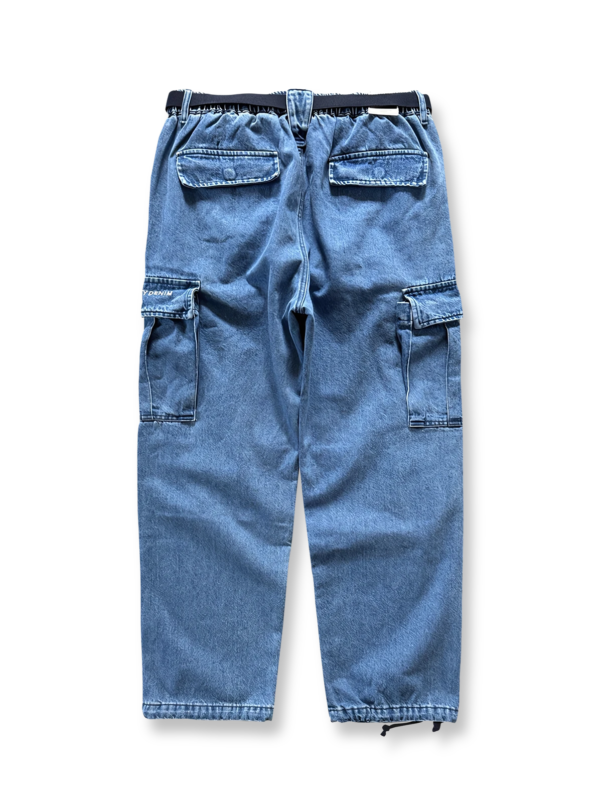 多機能ポケットとワイドレッグのワークデニムパンツ全体図