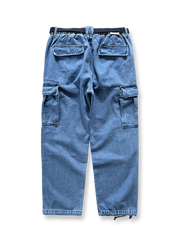 多機能ポケットとワイドレッグのワークデニムパンツ全体図