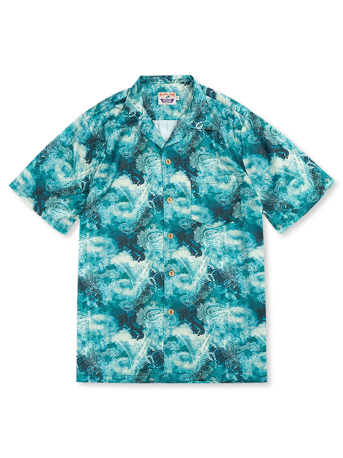 PLAME AUBE｜ペイズリー柄 ブルーアロハシャツ