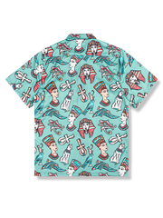 PLAME AUBE｜碧緑色 エジプト アロハシャツ