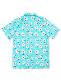 白花柄 空色アロハシャツ