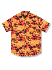 ヤシの木 オレンジ色アロハシャツ