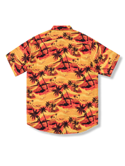ヤシの木 オレンジ色アロハシャツ
