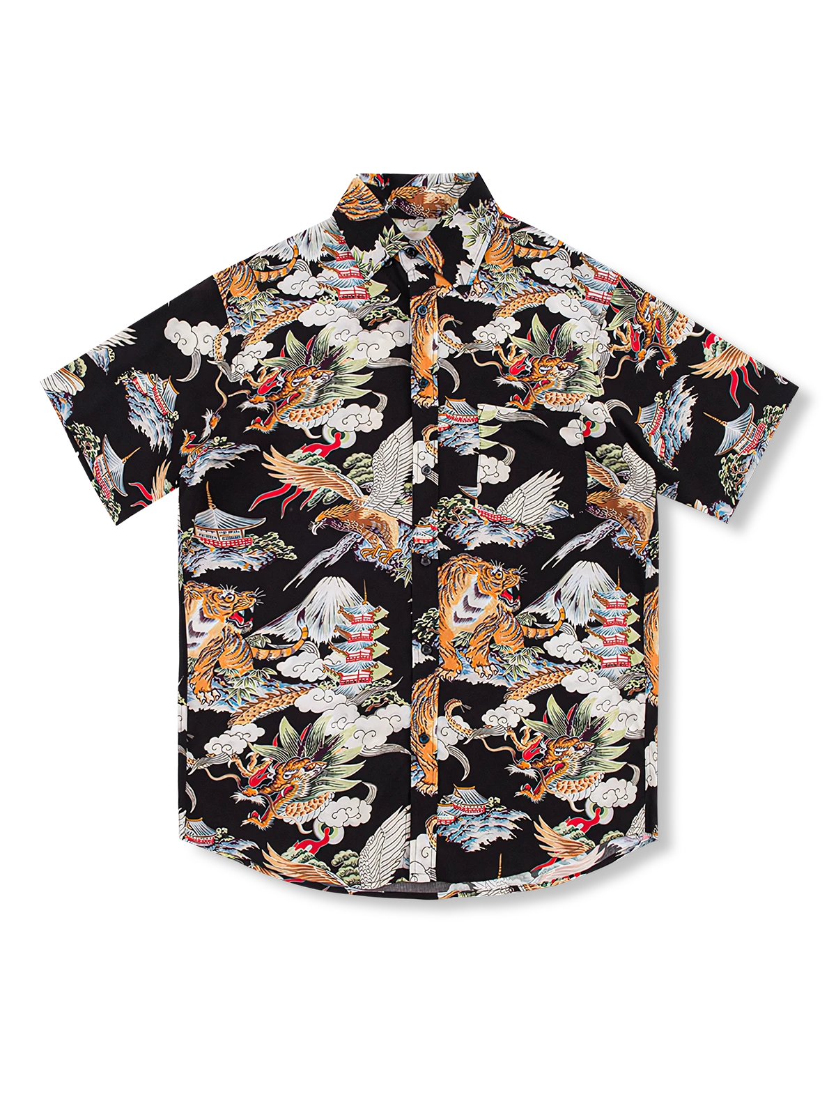 PLAME AUBE｜中国風 東洋龍 黒アロハシャツ