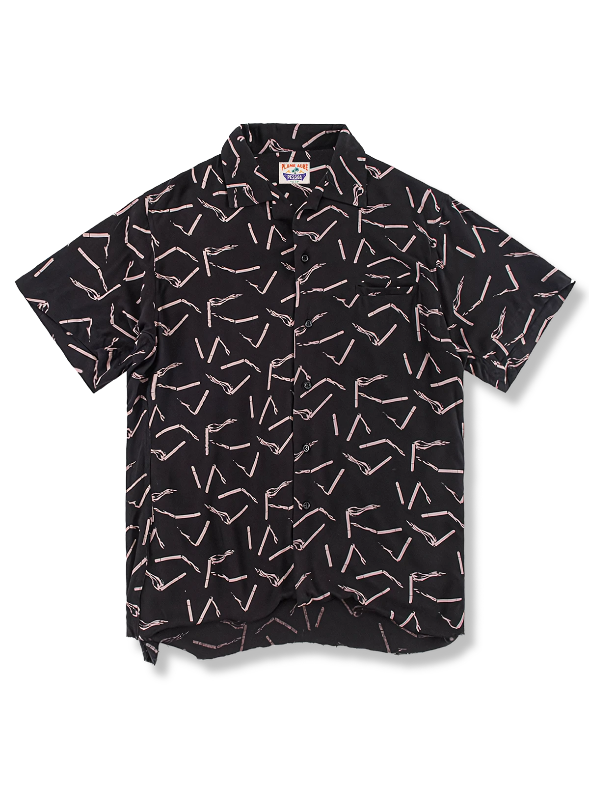 PLAME AUBE｜タバコ柄 黒アロハシャツ