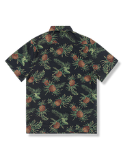 PLAME AUBE｜パイナップル柄 黒 アロハシャツ
