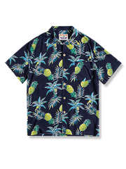PLAME AUBE｜パイナップル柄 黒 アロハシャツ