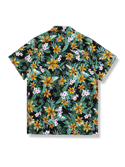 PLAME AUBE｜花柄　黒アロハシャツ