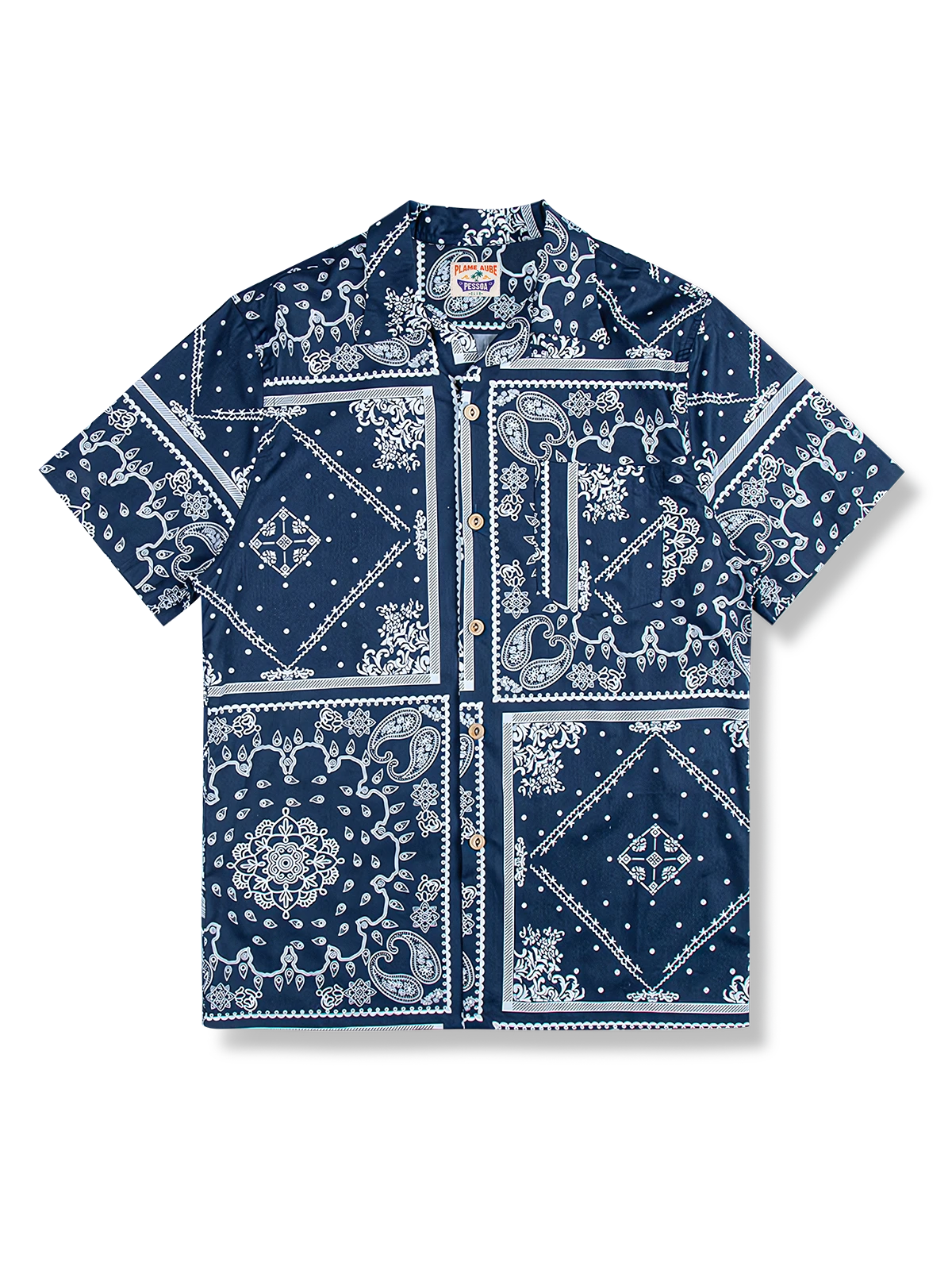 PLAME AUBE｜ネイビー ペイズリー柄アロハシャツ
