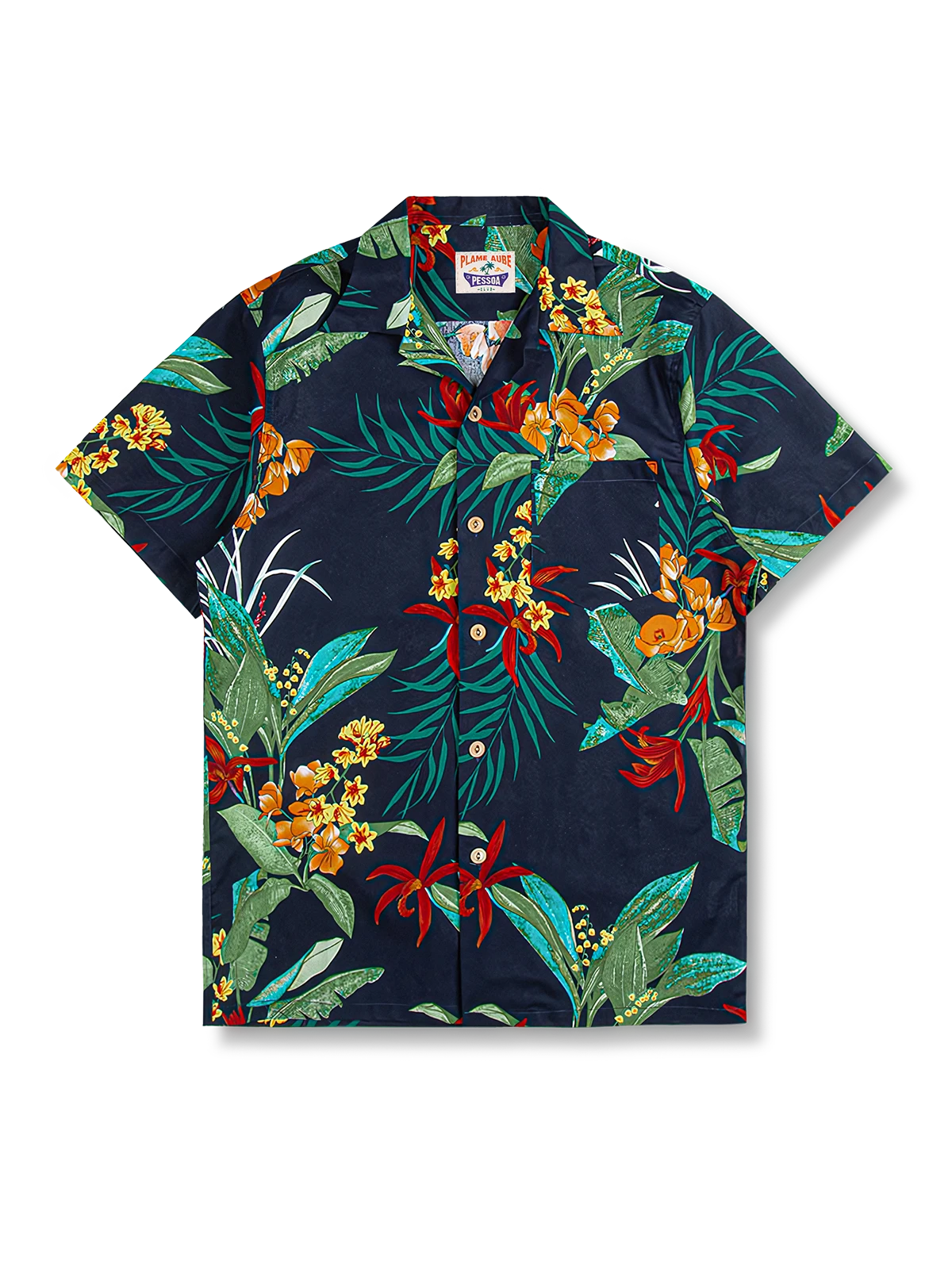 PLAME AUBE｜花柄　ネイビーアロハシャツ