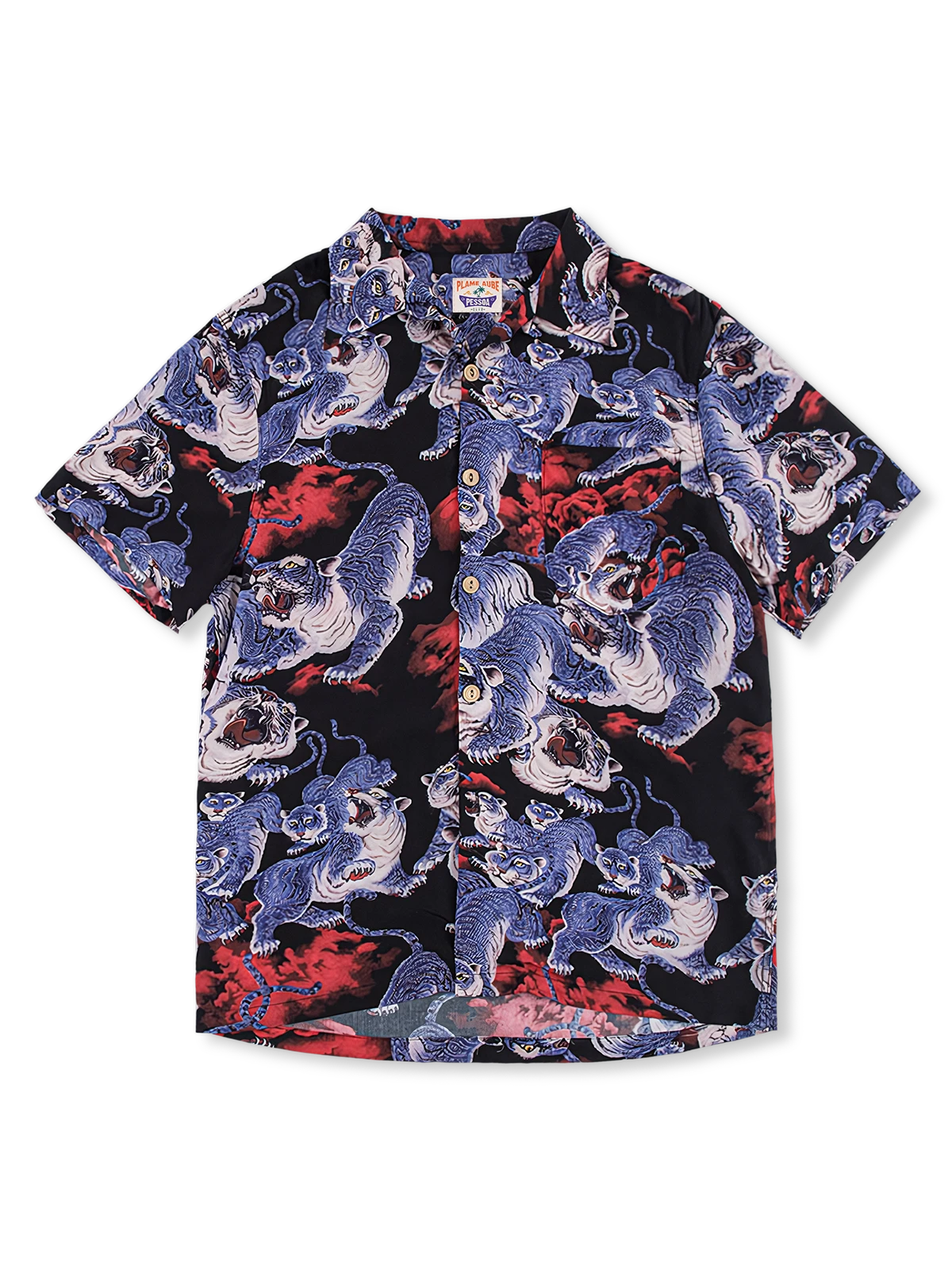 PLAME AUBE｜青虎柄　黒色アロハシャツ