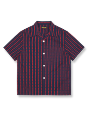 色織りトーテム ジャカード キューバカラーストライプ シャツ