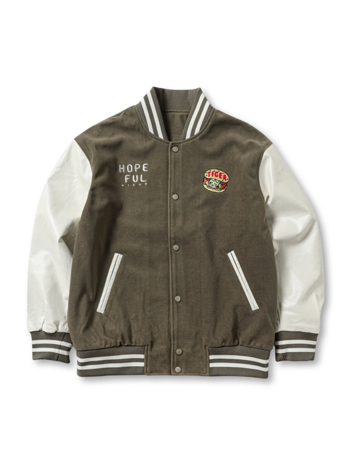 ヴィンテージ野球ジャケット、背面の毛糸刺繍デザイン