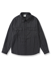  製品画像: レトロストライプダブルポケット長袖シャツ全体展示