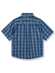 製品画像: チェック柄デニム半袖シャツの全体画像