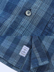 チェック デニム 半袖シャツ