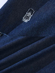 マルチポケット 刺繍 デニムシャツ