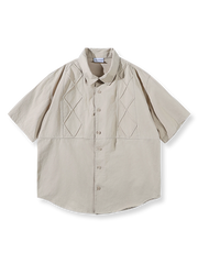 花柄 パイピング工芸の半袖シャツ