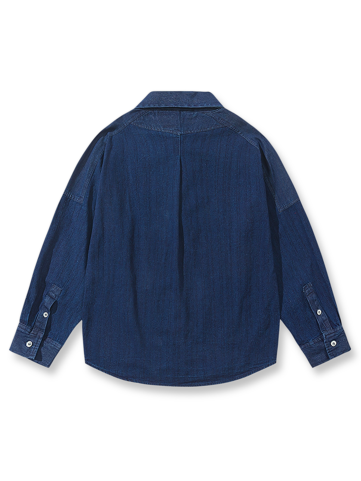  デニムパッチワーク藍染シャツの正面展示