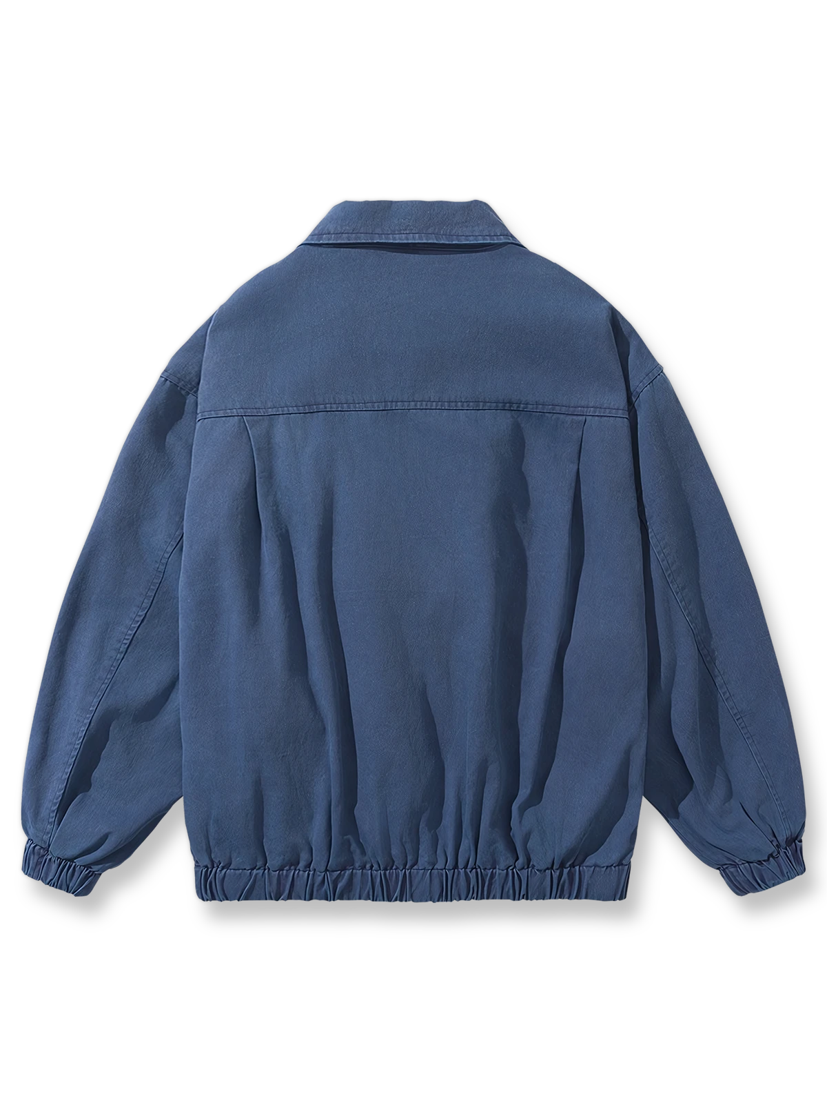 製品画像: マルチポケットワークジャケットのウォッシュドコットン素材フロントビュー
詳細画像: ジッパーデザインとワークポケットのディテール特写