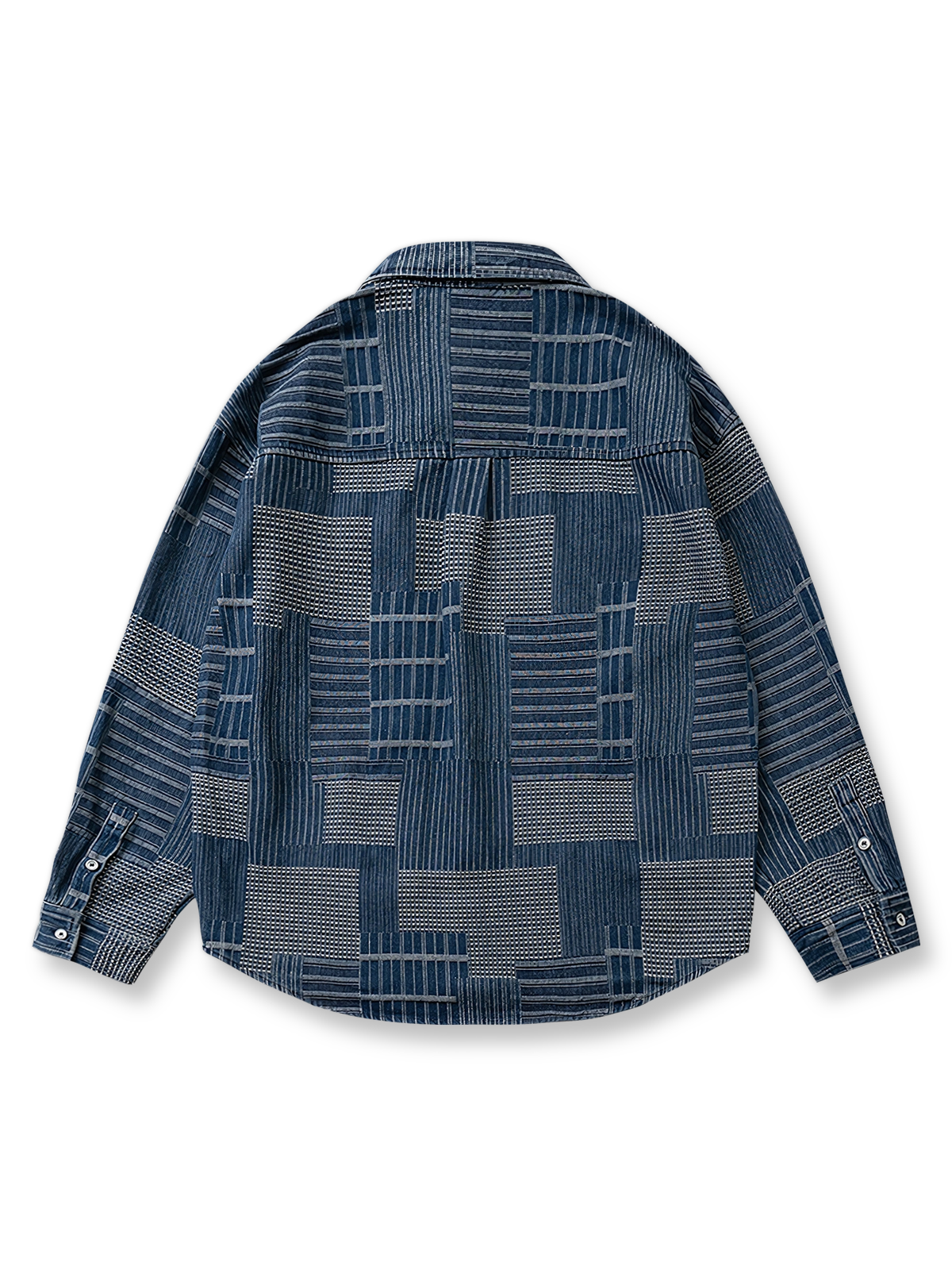 デニムジャカード配色ウォッシュ加工シャツの全体展示