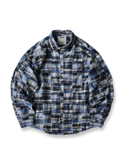 製品画像: レトロパッチワークチェック長袖シャツの全体図